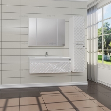 Комплект мебели для ванной СанТа Калипсо-100 подвесная + Зеркало Стандарт-100  - фото для каталога