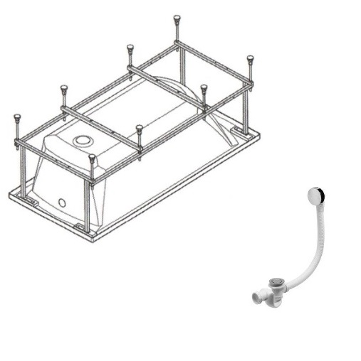 UNO Монтажный комплект к ванне (рама, слив-перелив с сифоном, крепеж к стене, крепеж)