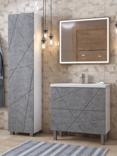 Комплект мебели для ванной Vigo Geometry 70 бетон  - фото для каталога