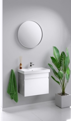 Комплект мебели для ванной Aqwella Smart 60 белый глянец/бетон светлый  - фото для каталога